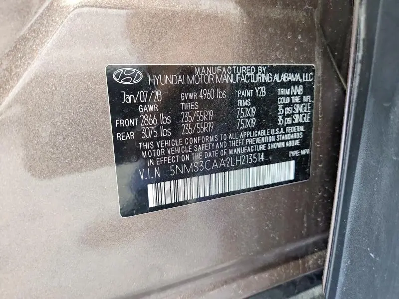 2020 HYUNDAI SANTA FE SEL 2.0T  