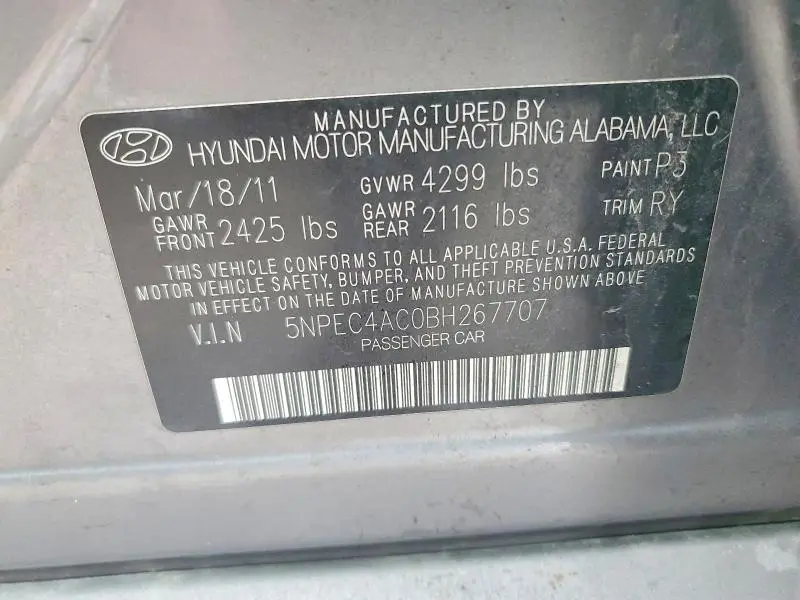 2011 HYUNDAI SONATA SE  