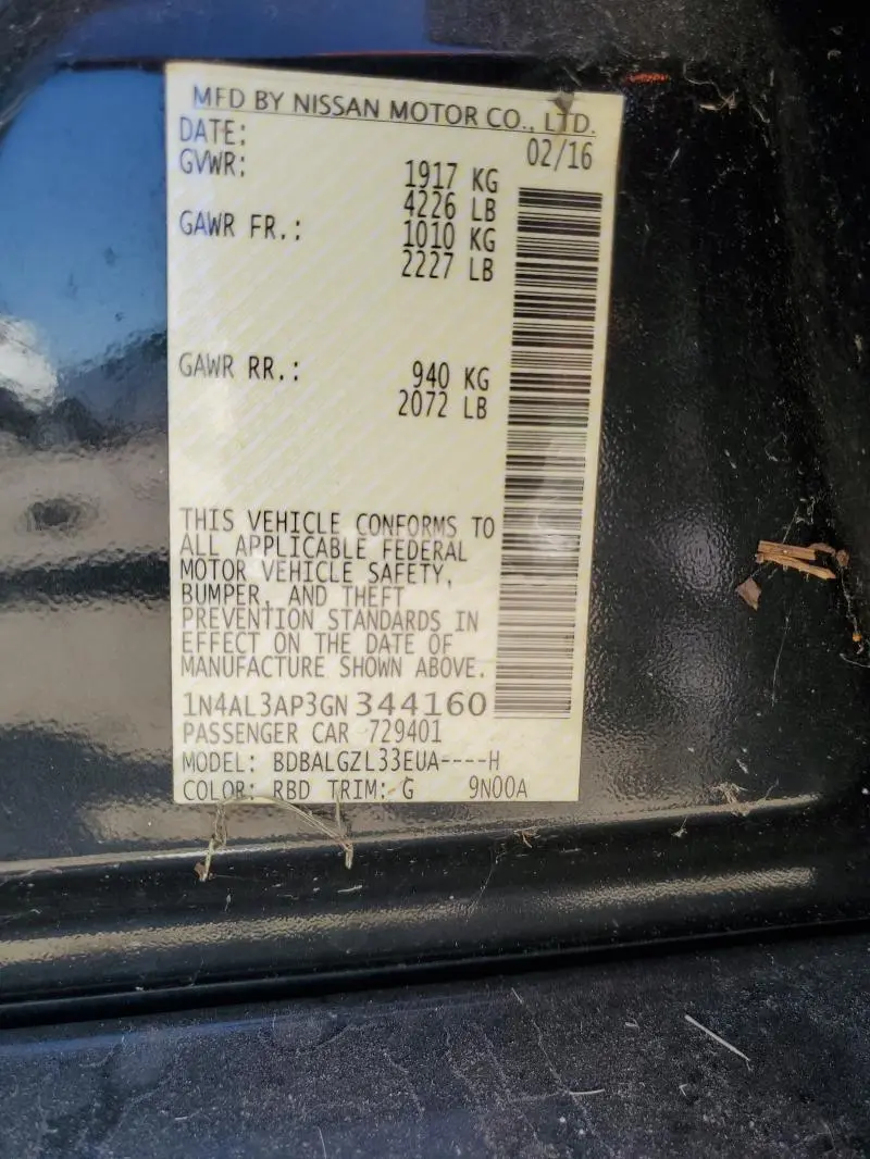 2016 NISSAN ALTIMA 2.5  