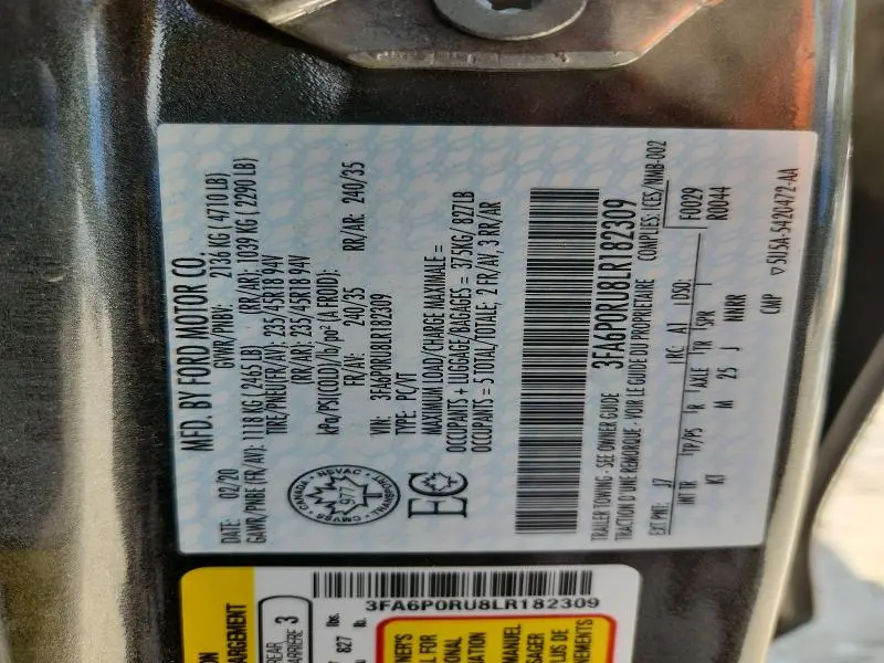 2020 FORD FUSION TITANIUM  
