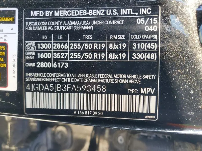 2015 MERCEDES-BENZ ML 350  