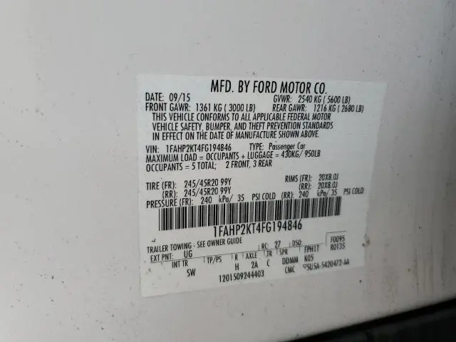 2015 FORD TAURUS SHO