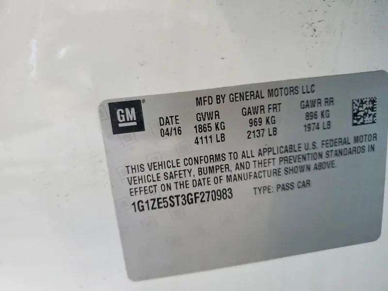 2016 CHEVROLET MALIBU LT  