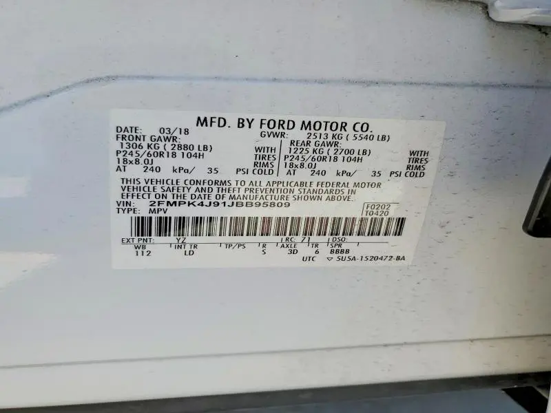 2018 FORD EDGE SEL  