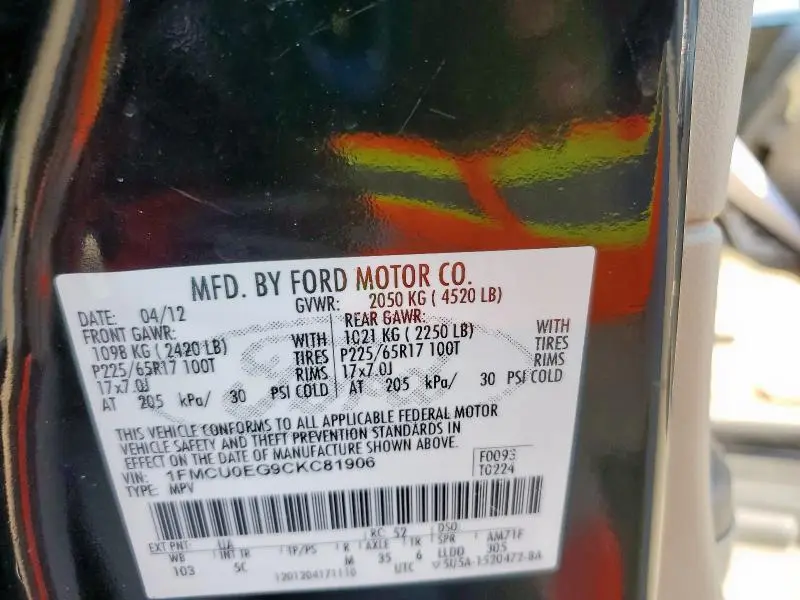 2012 FORD ESCAPE LIMITED  