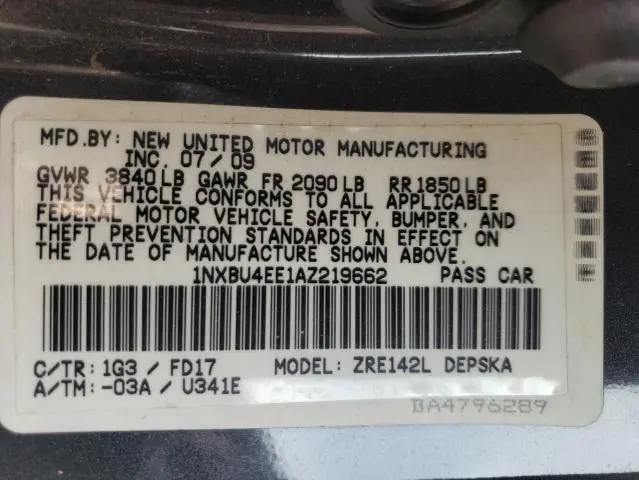 2010 TOYOTA COROLLA BASE  