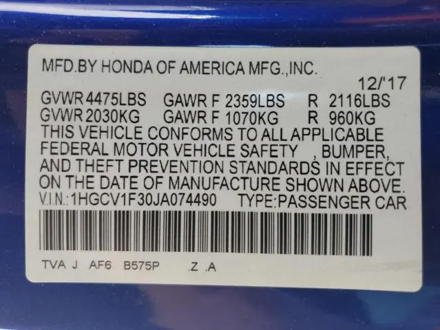 2018 HONDA ACCORD SPORT  