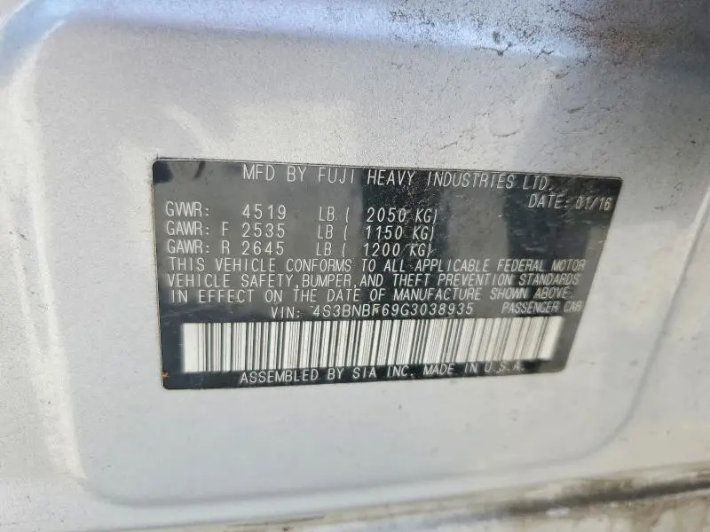 2016 SUBARU LEGACY 2.5I PREMIUM  