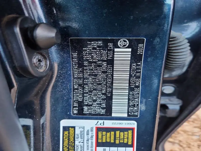 2014 TOYOTA CAMRY L  