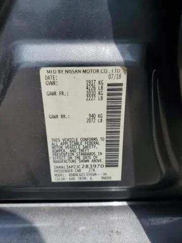 2018 NISSAN ALTIMA 2.5  