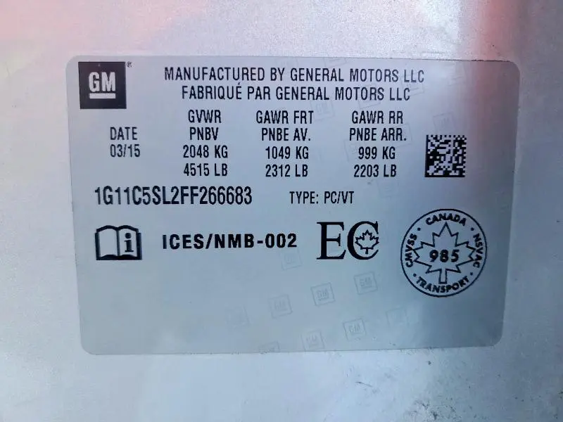 2015 CHEVROLET MALIBU 1LT  