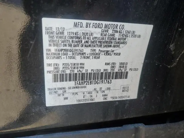 2013 FORD TAURUS SEL