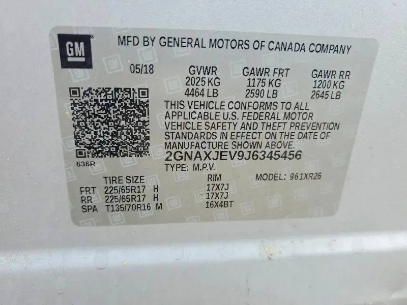 2018 CHEVROLET EQUINOX LT  