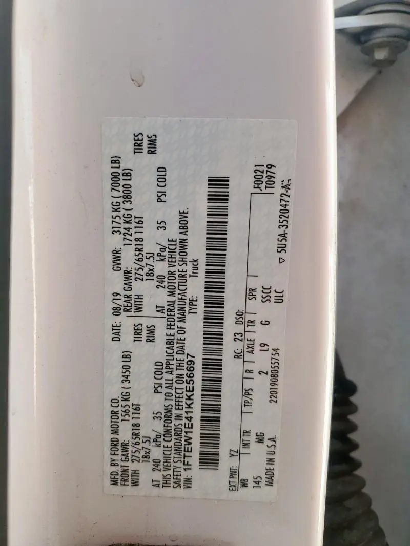 2019 FORD F150 SUPERCREW  