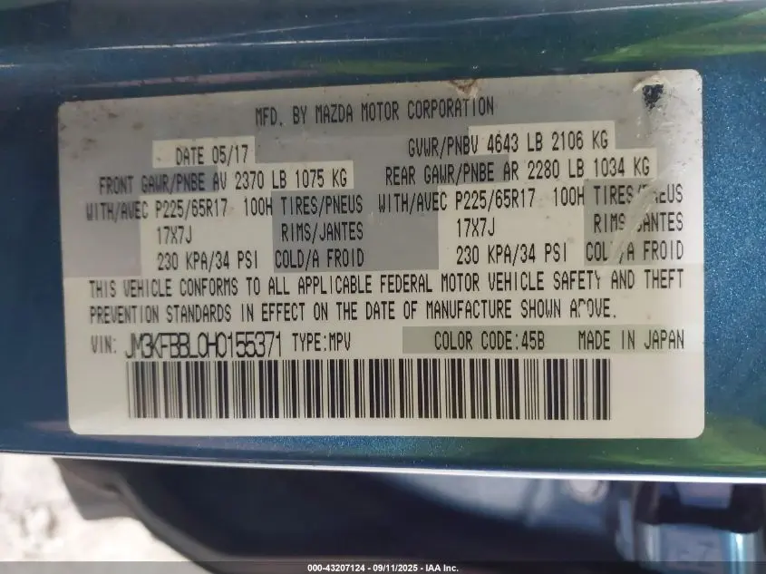 2017 MAZDA CX-5 SPORT