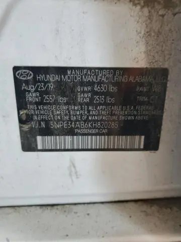 2019 HYUNDAI SONATA LIMITED TURBO  