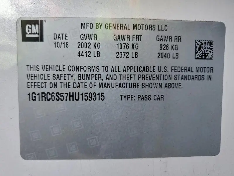 2017 CHEVROLET VOLT LT  