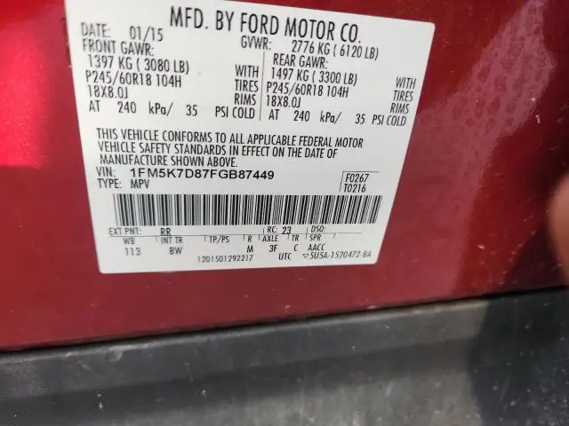 2015 FORD EXPLORER XLT  