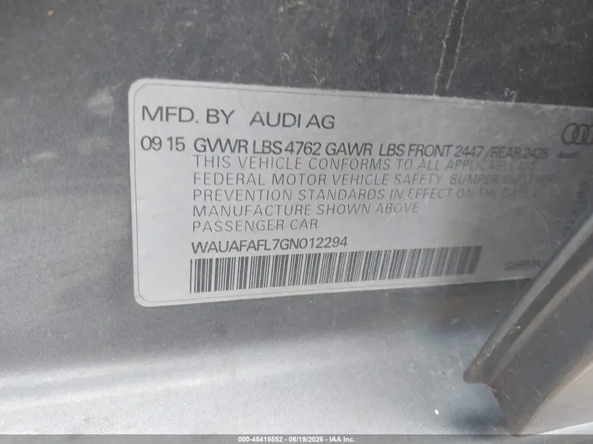 2016 AUDI A4 2.0T PREMIUM
