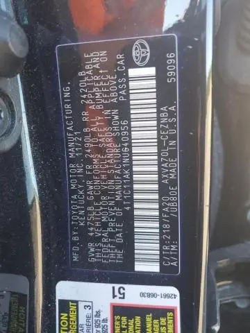 2022 TOYOTA CAMRY LE  