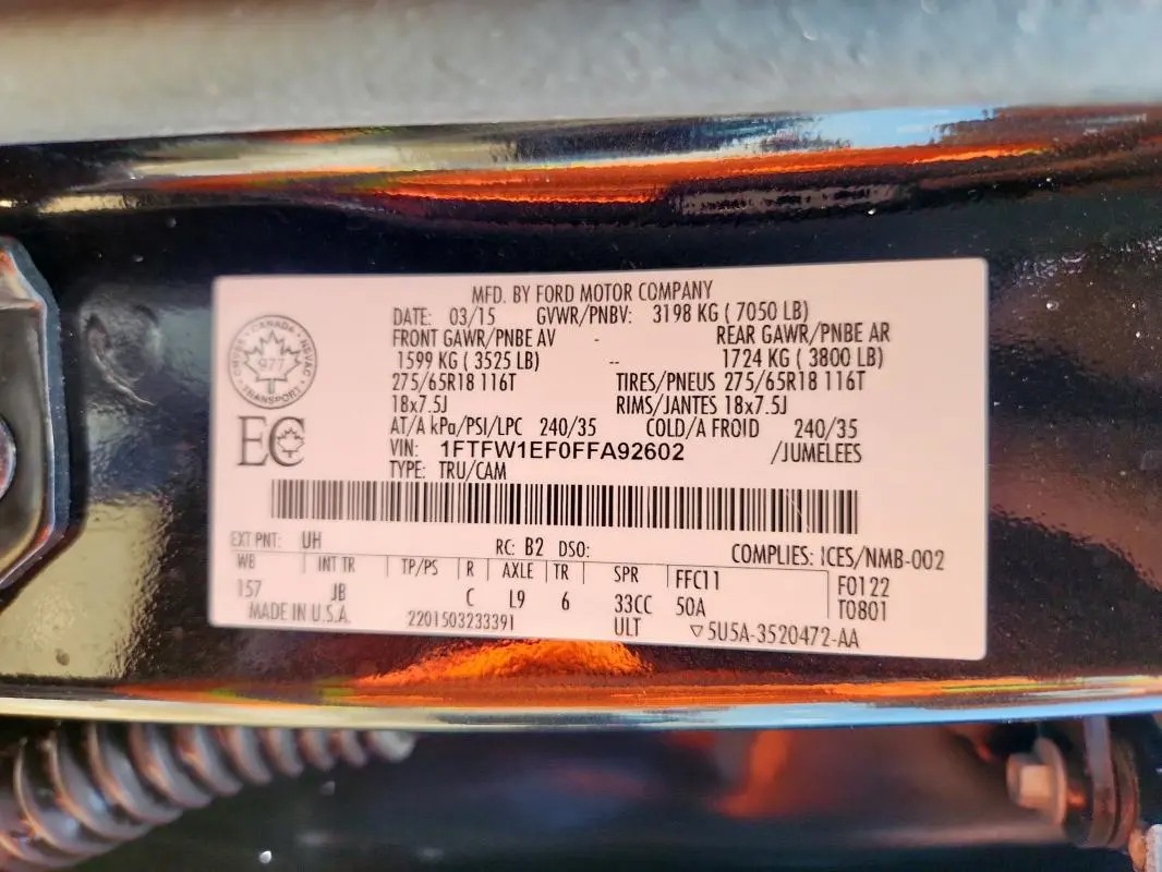 2015 FORD F150 SUPERCREW  