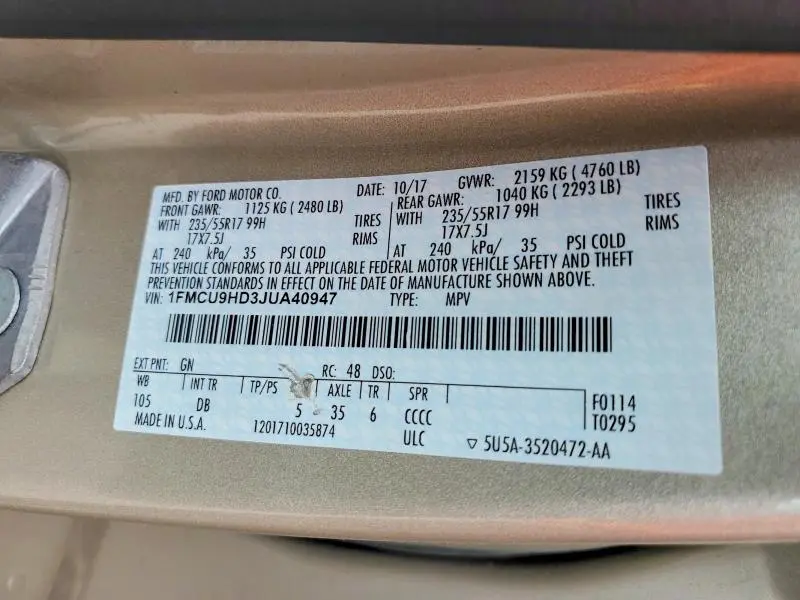 2018 FORD ESCAPE SEL  