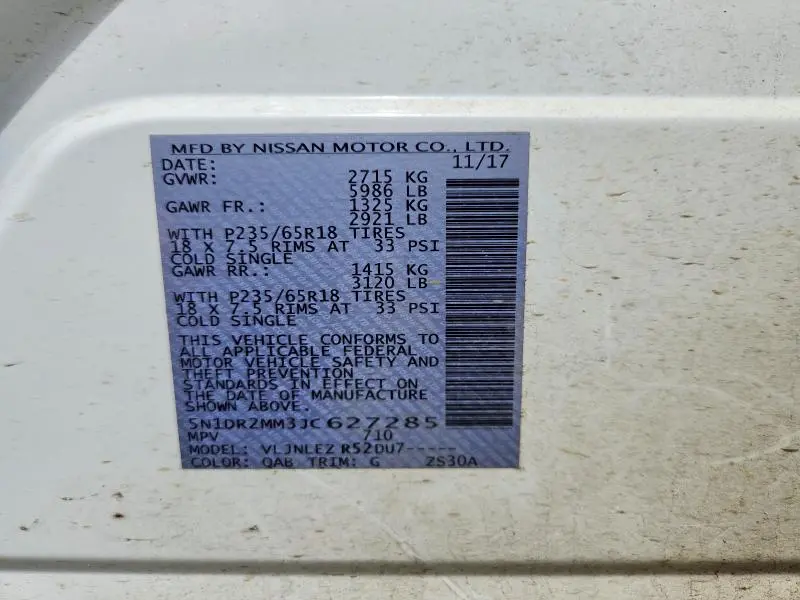 2018 NISSAN PATHFINDER SV  