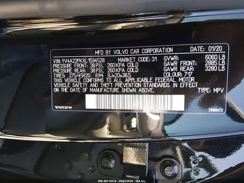 2020 VOLVO XC90 T6 MOMENTUM 7 PASSENGER