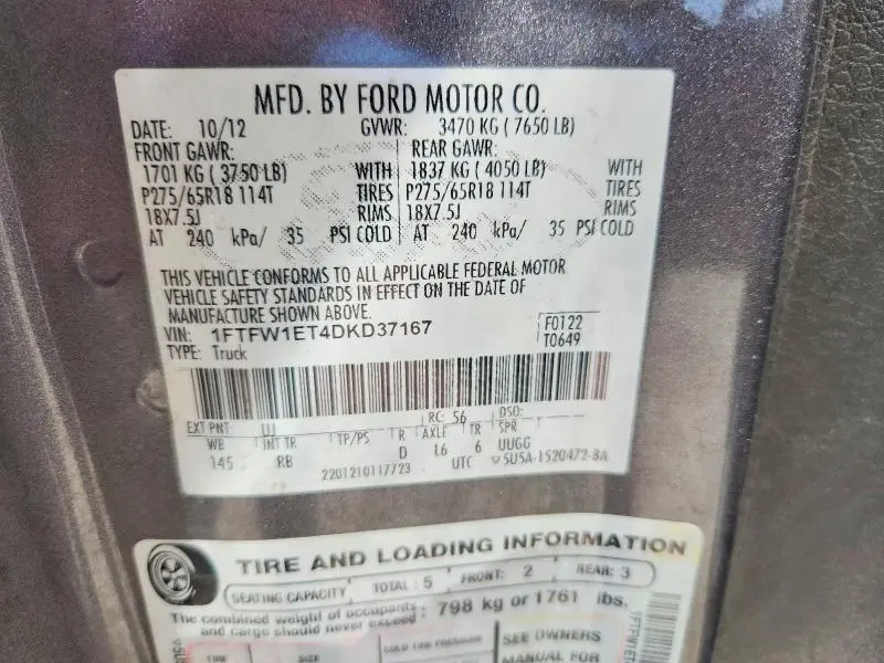 2013 FORD F150 SUPERCREW  