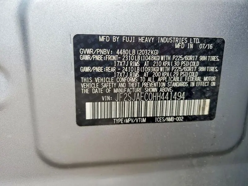 2017 SUBARU FORESTER 2.5I PREMIUM  