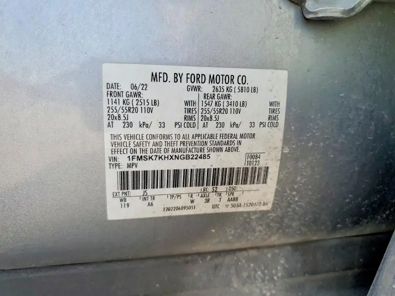 2022 FORD EXPLORER ST-LINE  