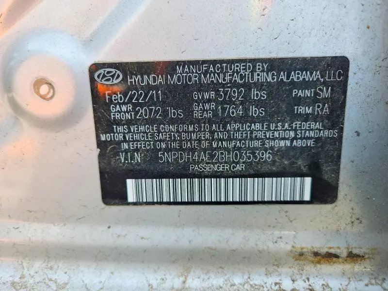 2011 HYUNDAI ELANTRA LIMITED  