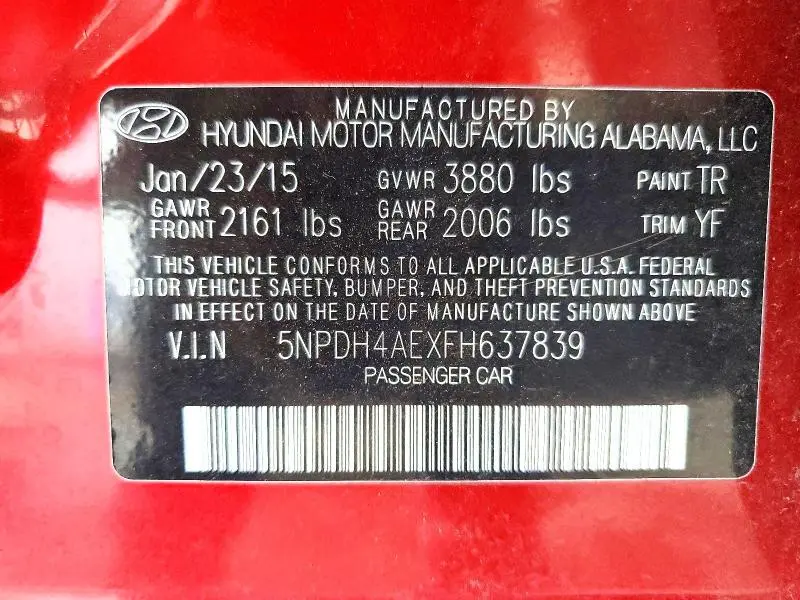 2015 HYUNDAI ELANTRA SE  