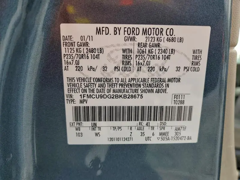 2011 FORD ESCAPE XLT  