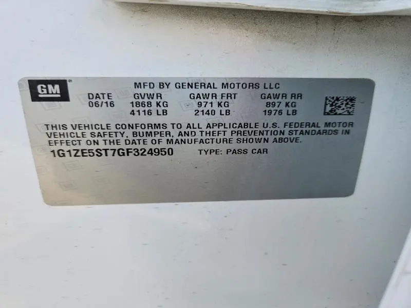 2016 CHEVROLET MALIBU LT  