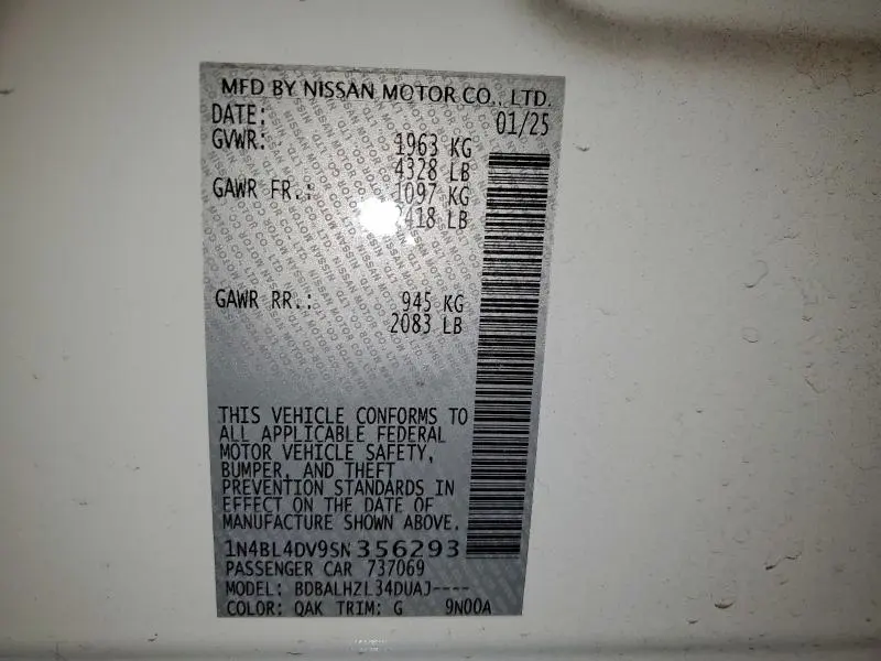 2025 NISSAN ALTIMA SV  