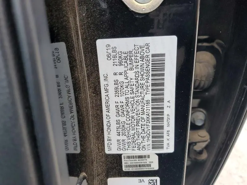 2019 HONDA ACCORD SPORT  