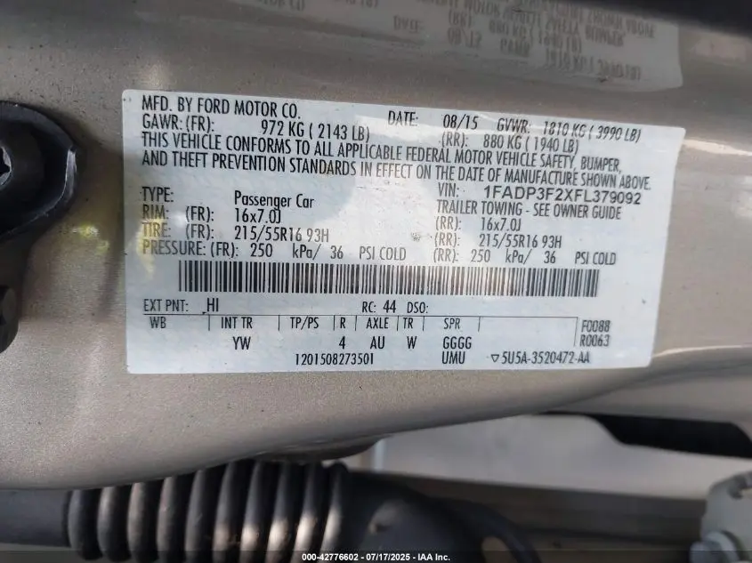 2015 FORD FOCUS SE