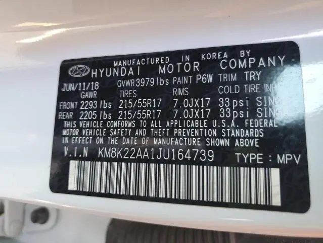 2018 HYUNDAI KONA SEL  