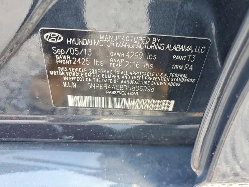 2013 HYUNDAI SONATA GLS  