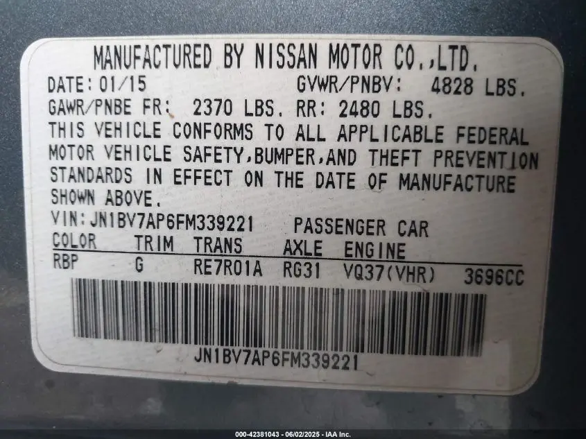 2015 INFINITI Q50 PREMIUM