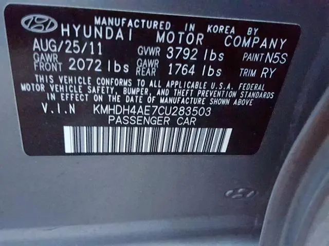 2012 HYUNDAI ELANTRA GLS