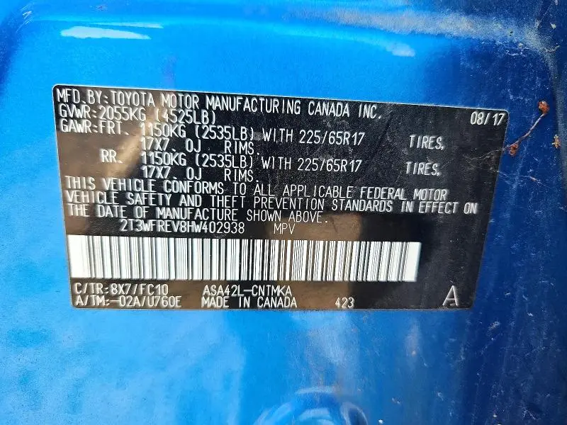 2017 TOYOTA RAV4 XLE  