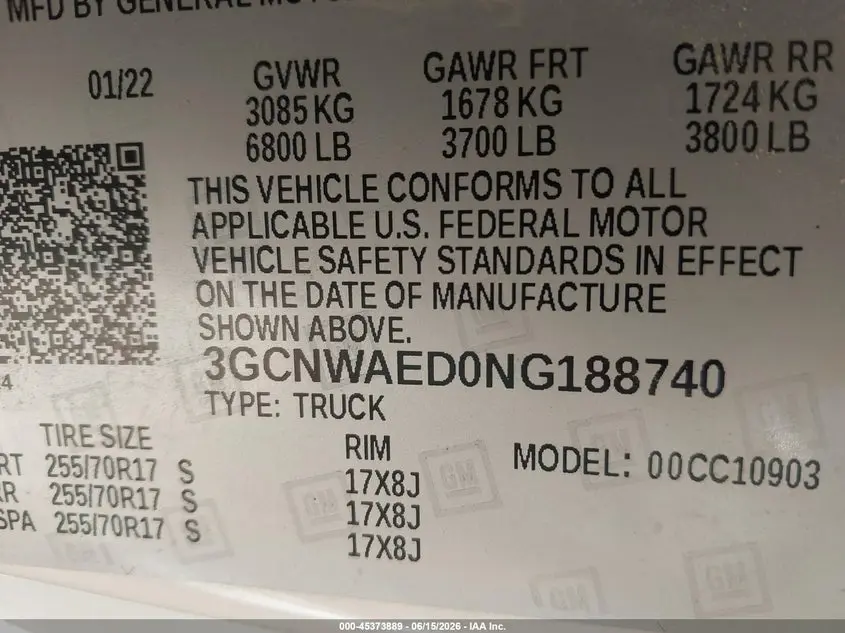 2022 CHEVROLET SILVERADO 1500 LTD 2WD  LONG BED WT