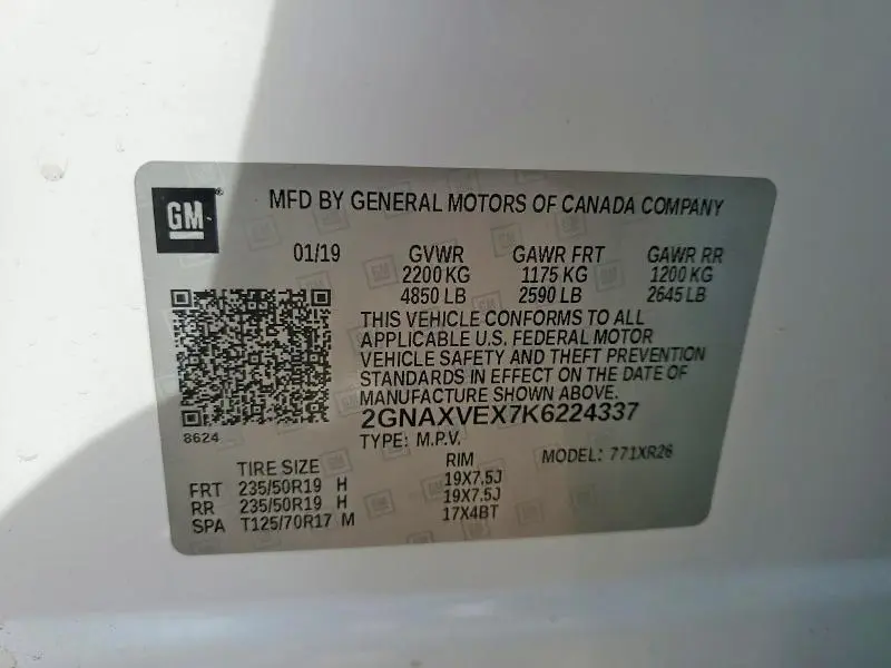 2019 CHEVROLET EQUINOX LT  