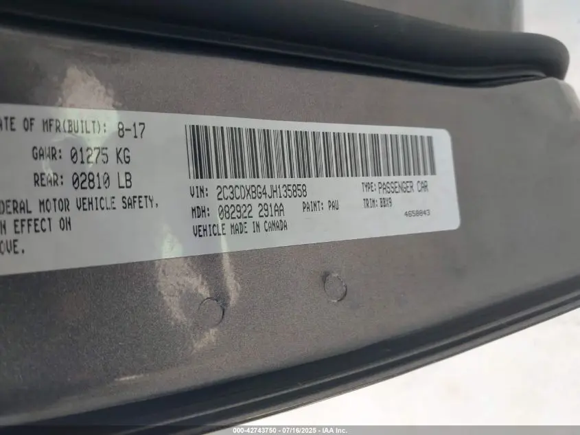 2018 DODGE CHARGER SXT RWD