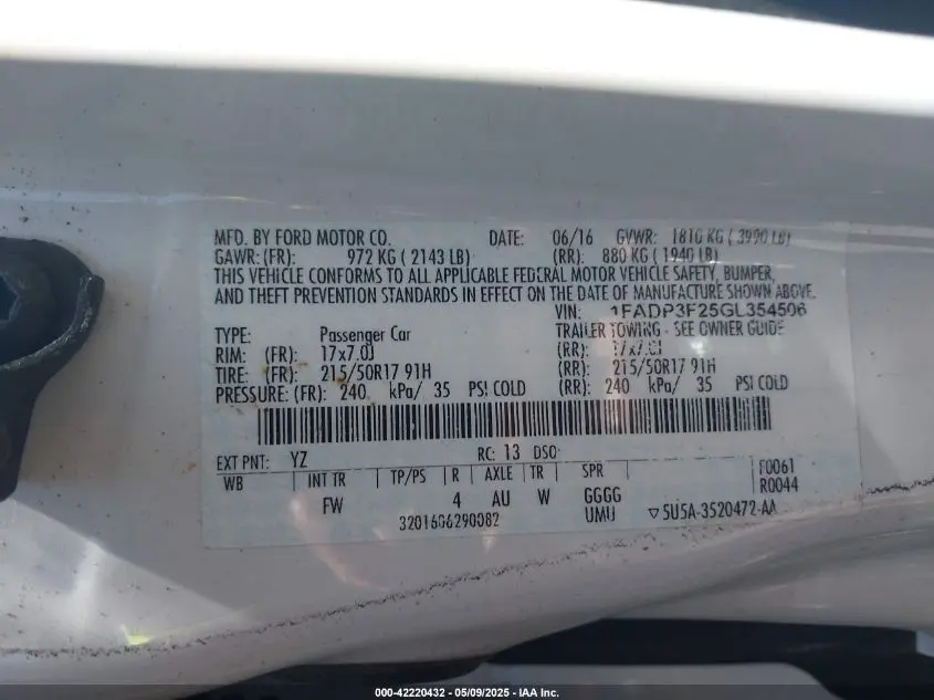 2016 FORD FOCUS SE