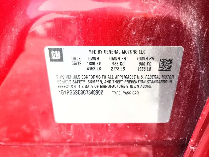 2012 CHEVROLET CRUZE LT  