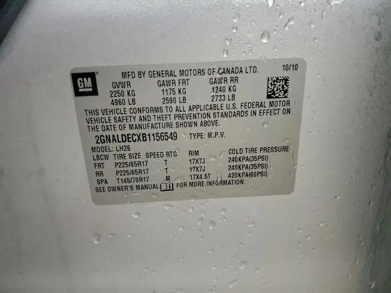 2011 CHEVROLET EQUINOX LT  