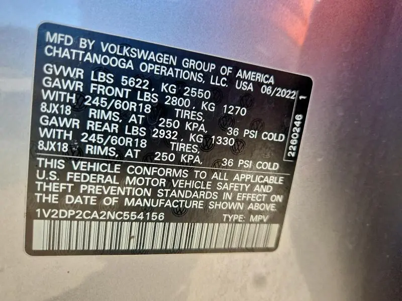 2022 VOLKSWAGEN ATLAS SE  